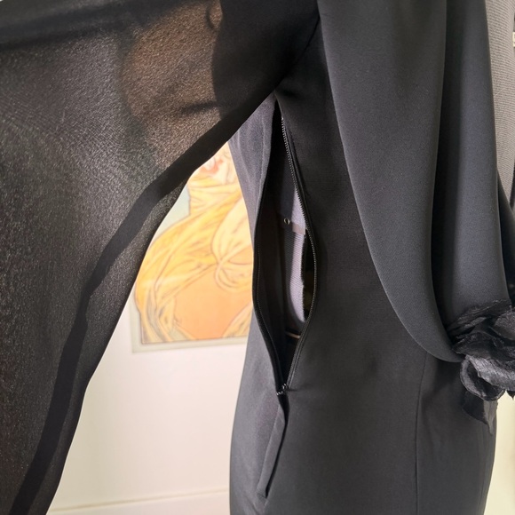 Women’s Vintage 80s Black Knee Length Backless Little Black Cocktail Dress - Picture 4 of 13